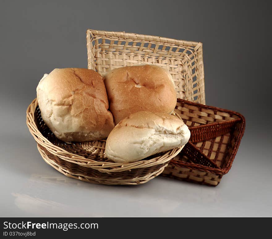 Rustic bread in the basket for breakfast