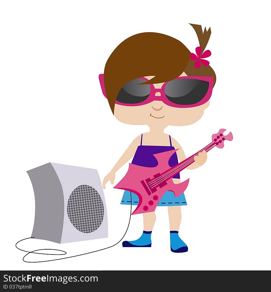 Rock girl illustration design vector