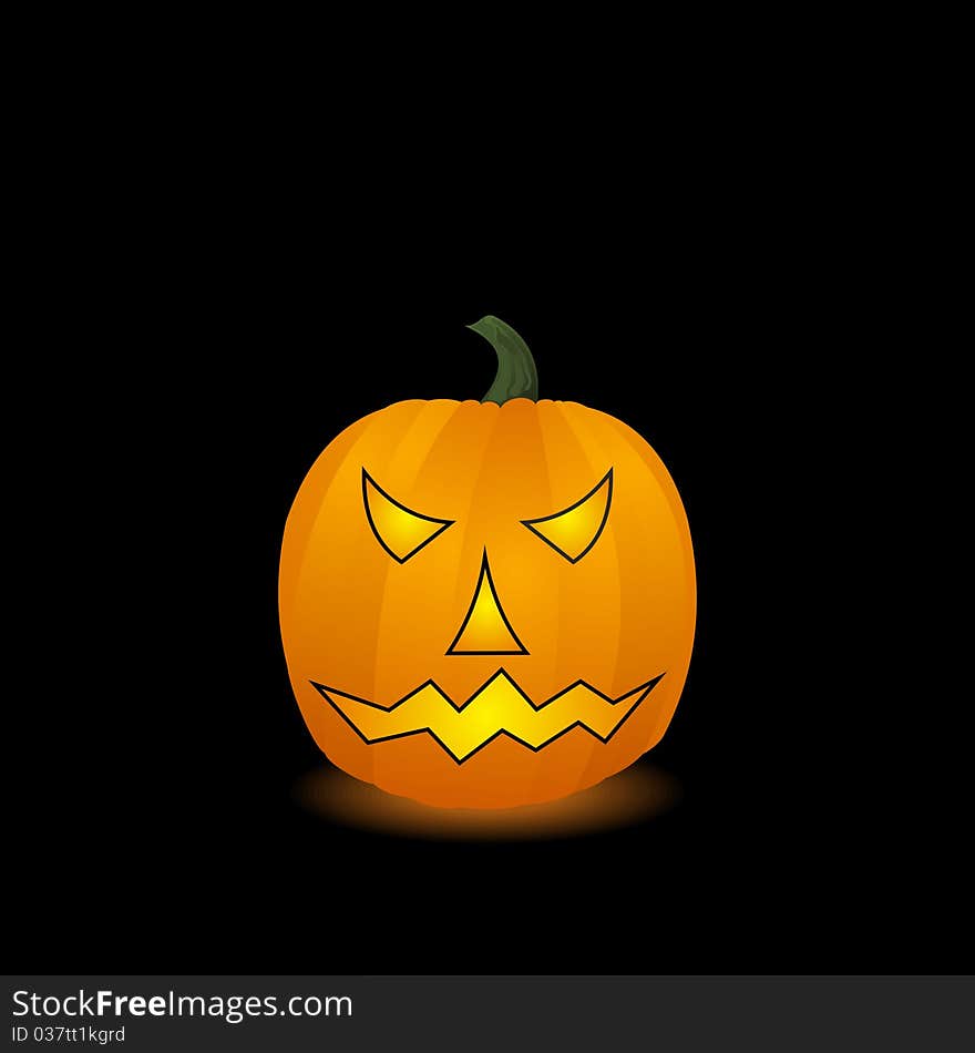 Halloween pumpkin isolated on black background - vector. Halloween pumpkin isolated on black background - vector