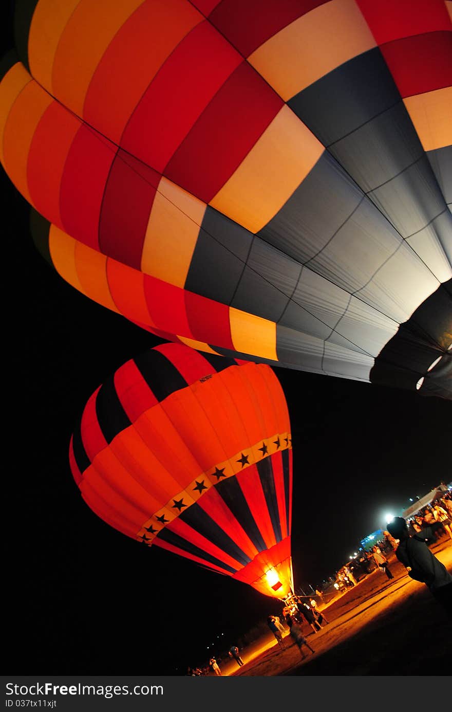 Hot air balloon at night.