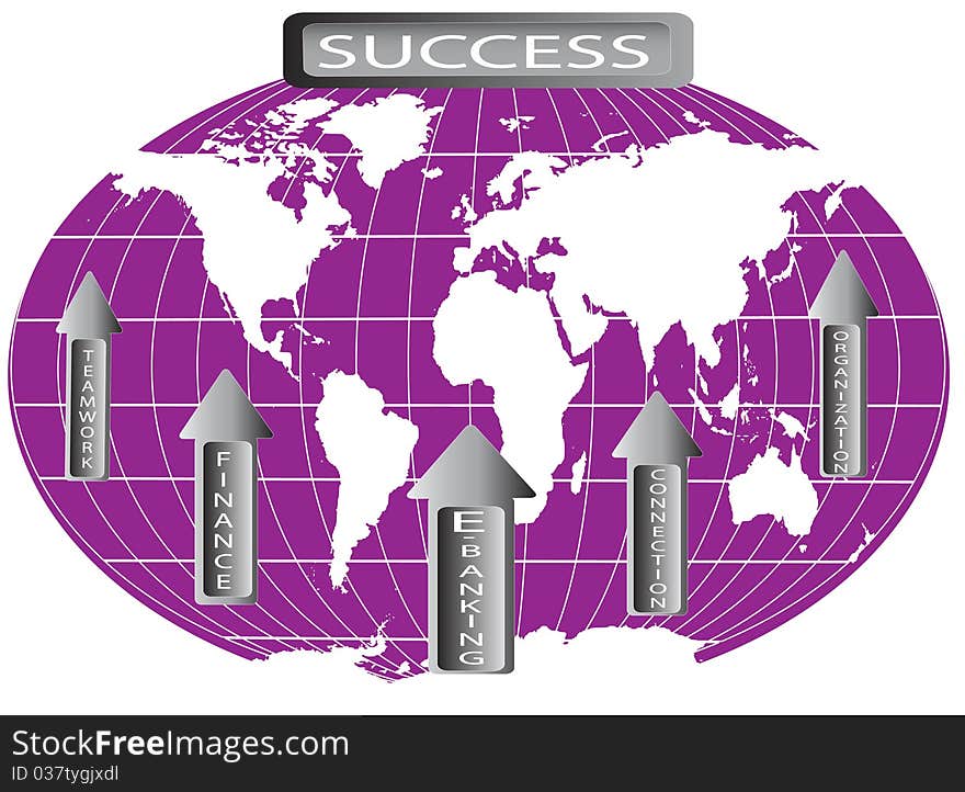 World map represented success in finance and e-bank