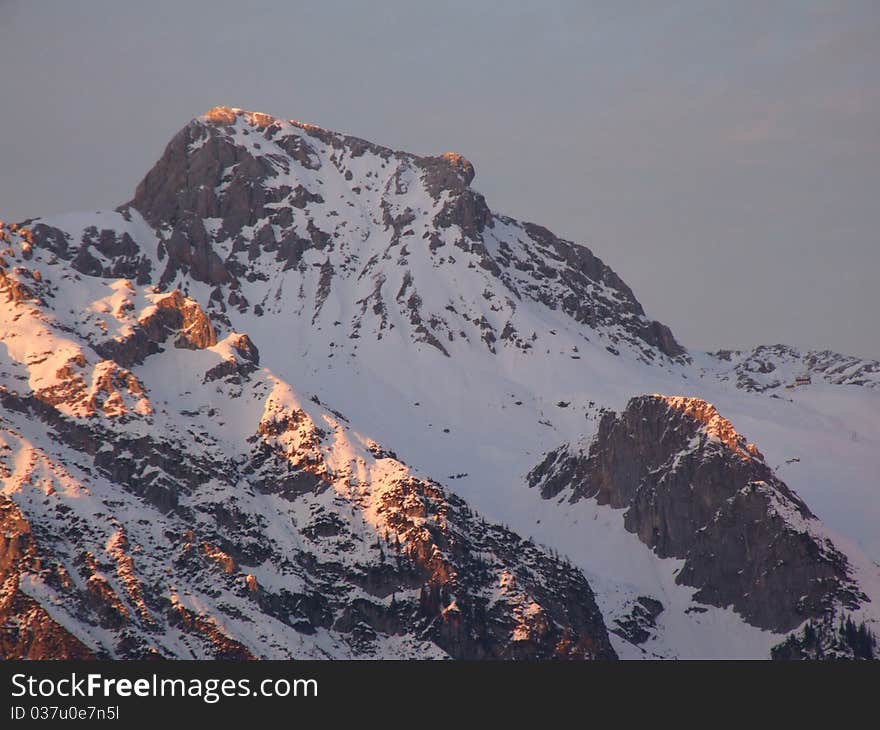 Rocky mountain peaks. Winter in the Alps. Austria