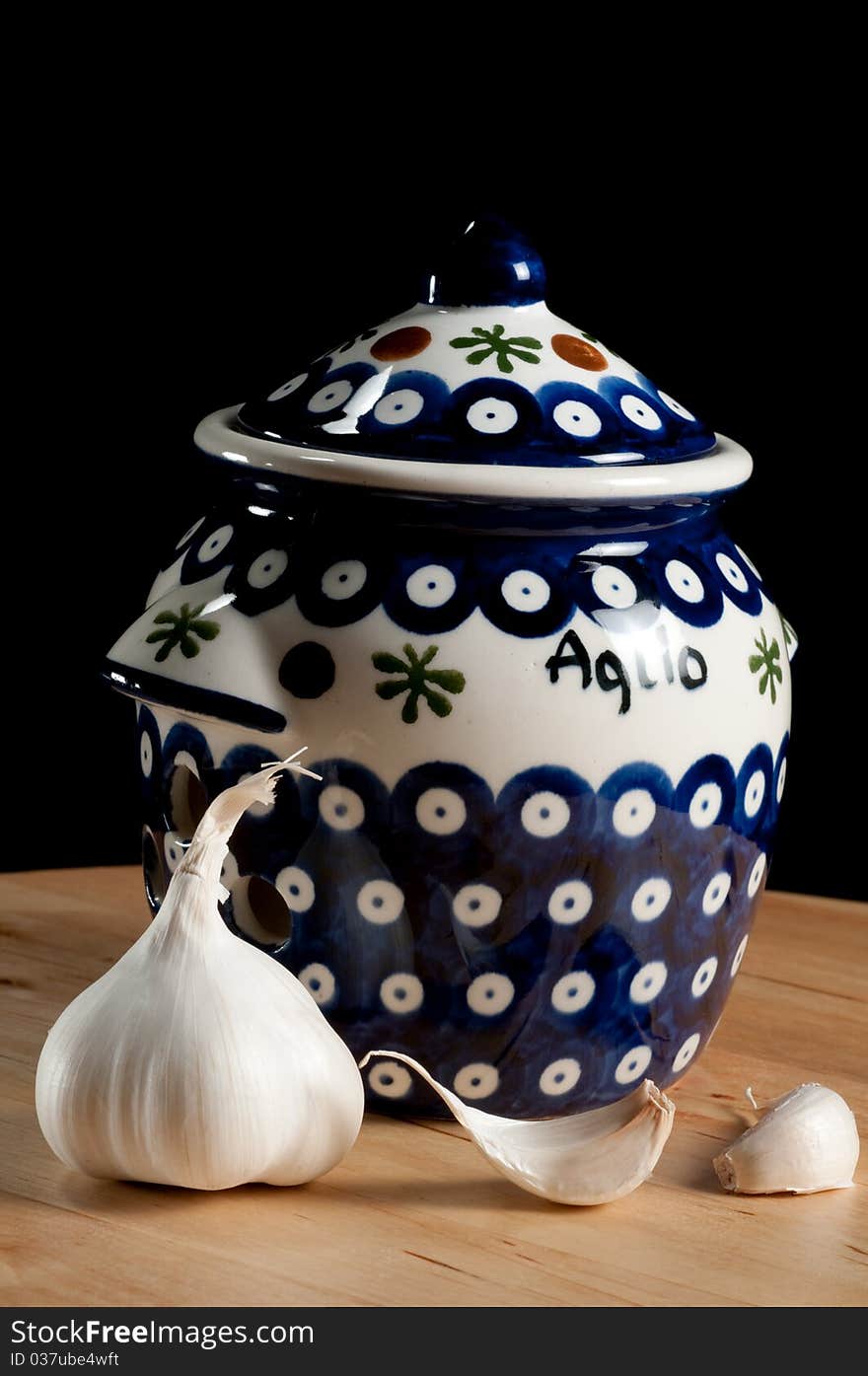 Blue and White Garlic Jar