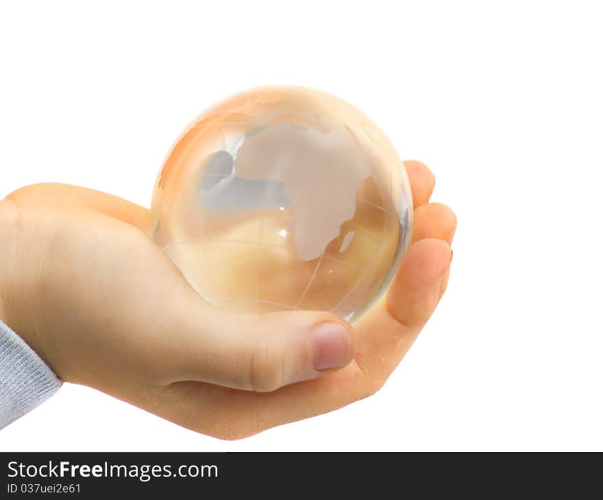 Beautiful glass globe in hand