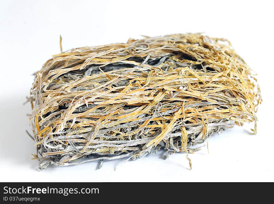 Dried Laminaria isolated on white in studio