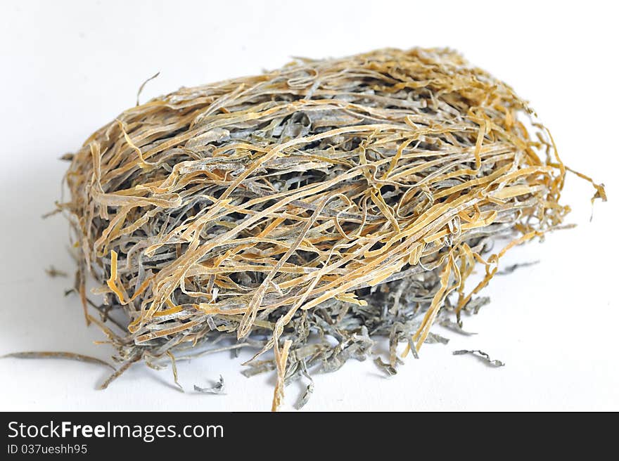 Dried Laminaria isolated on white background