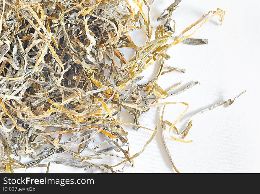 Dried Laminaria isolated on white in studio