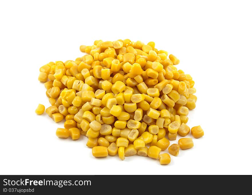 Canned corn on a white background