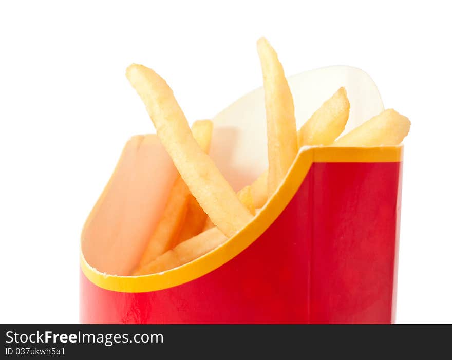 French fries on a white background