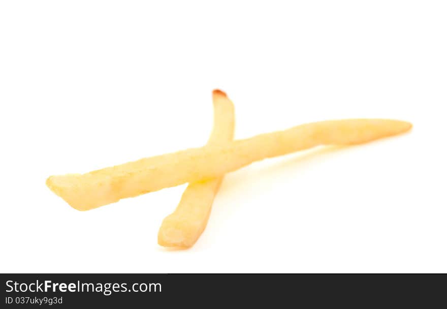 French fries on a white background