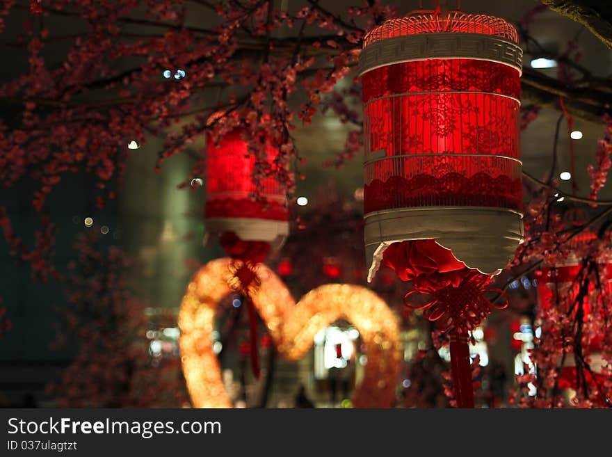 Red chinese lanterns during the new year celebration