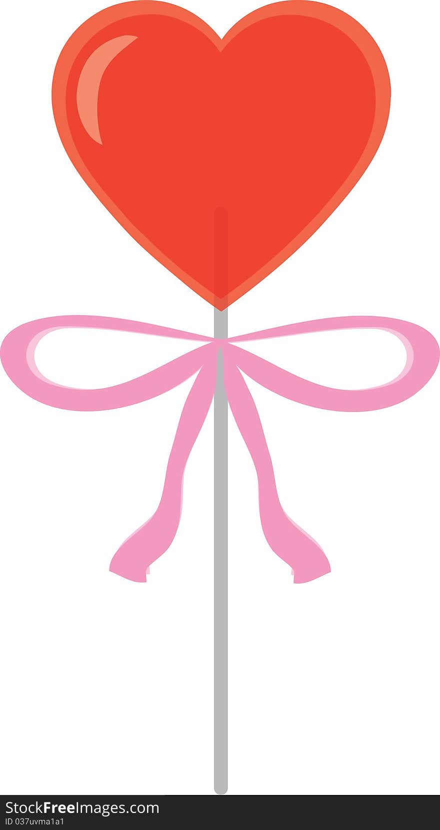 A Valentines Day lollipop in a heart shape. A Valentines Day lollipop in a heart shape