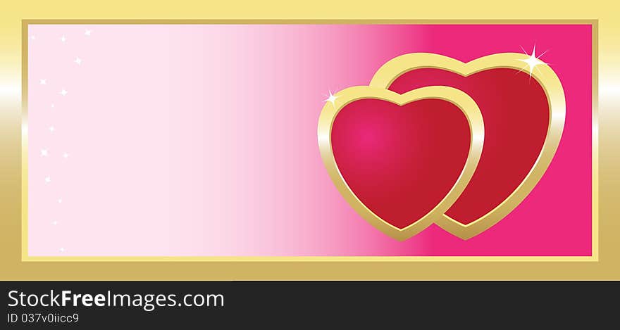 Couple of hearts, banner, illustration. Couple of hearts, banner, illustration