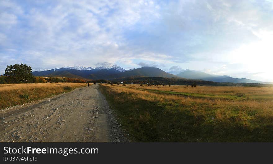 Dirty road leading to the high Romanian mountains. Dirty road leading to the high Romanian mountains