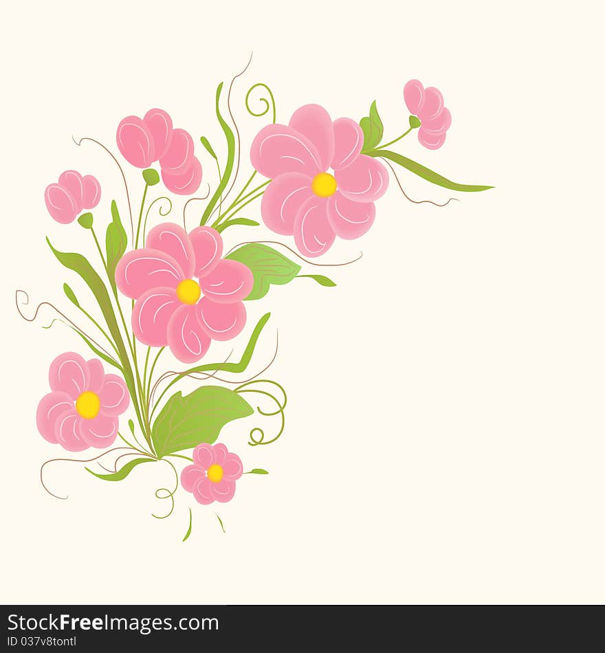 Cute floral card with pink flowers