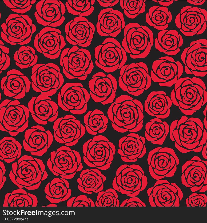 Seamless floral background (red roses on black). Seamless floral background (red roses on black)