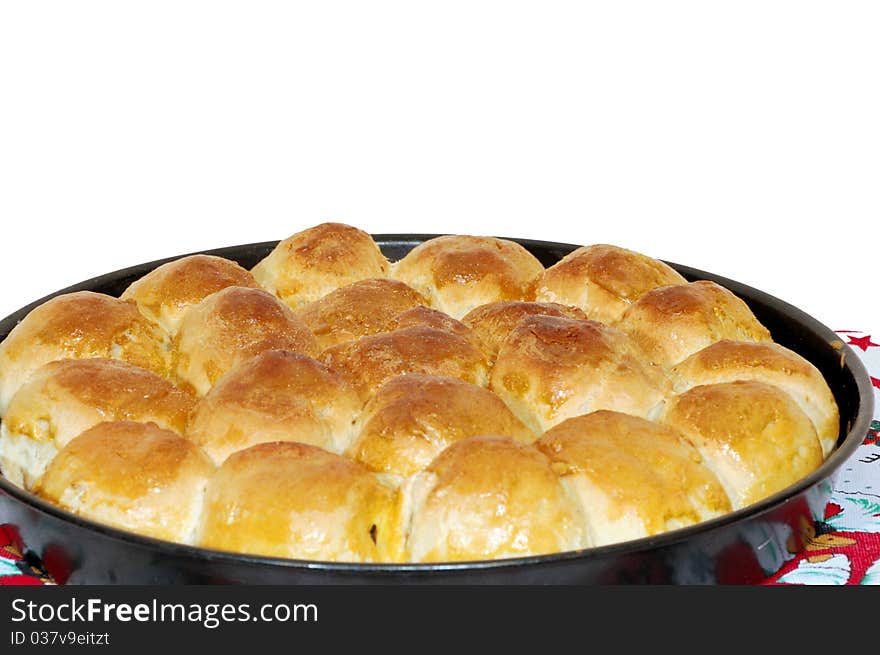 Unleavened wheat cake. Isolated over white background