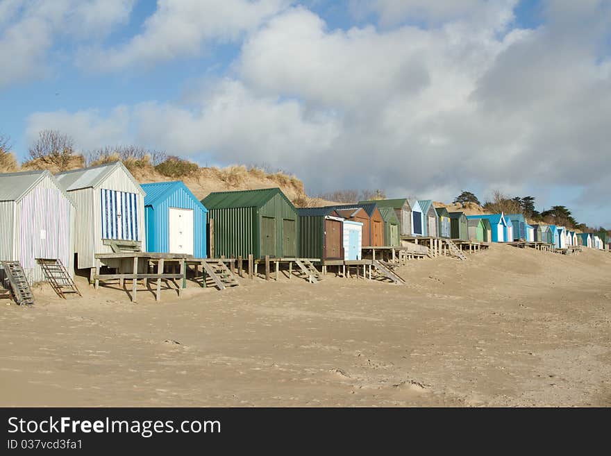 Beach huts.