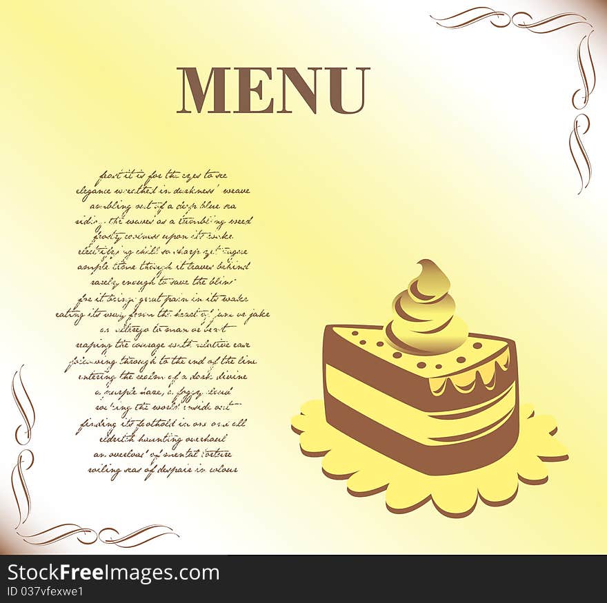 Template design of manu for cakes. Template design of manu for cakes