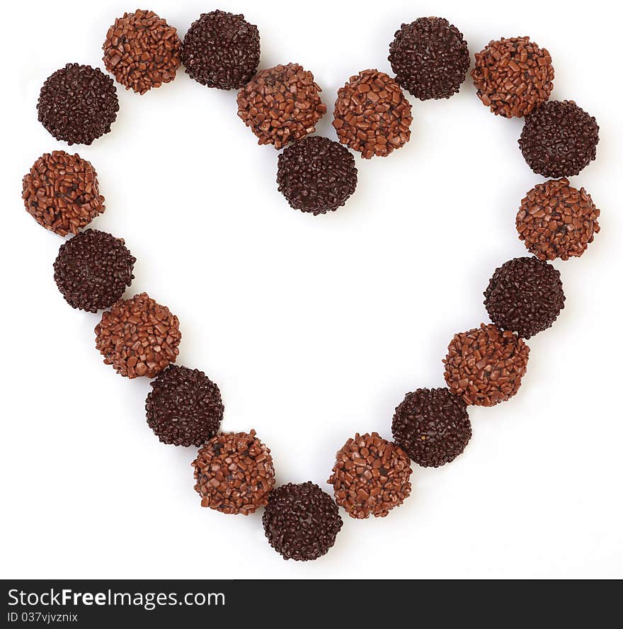 Chocolate truffles on white background. Chocolate truffles on white background