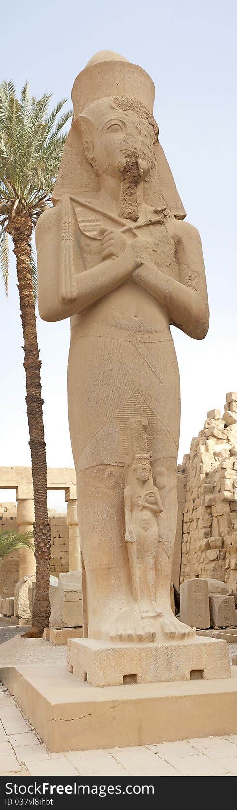 Statue in temple of Ramses 3rd at Karnak