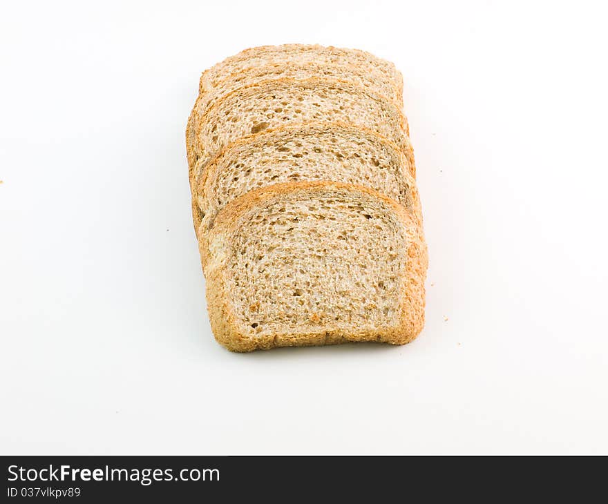 Sliced bread on white background