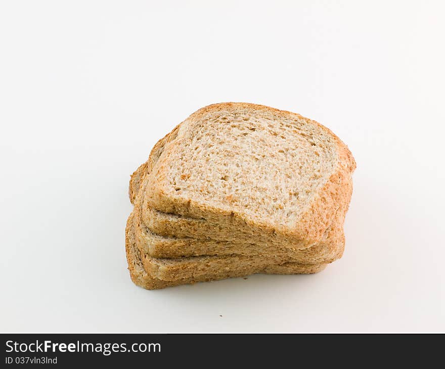 Sliced bread on white background