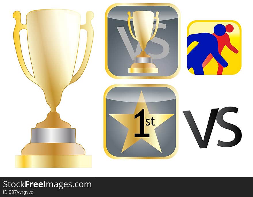 The winner trophy and a sport competition symbol illustration. The winner trophy and a sport competition symbol illustration