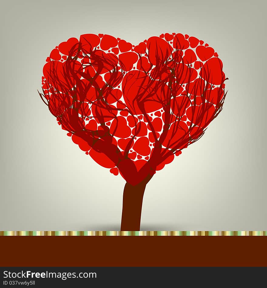 Stylized love tree made of hearts. EPS 8