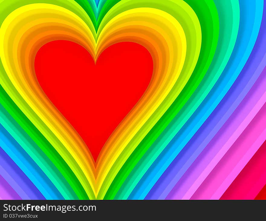 Concentric hearts in rainbow colors. Concentric hearts in rainbow colors