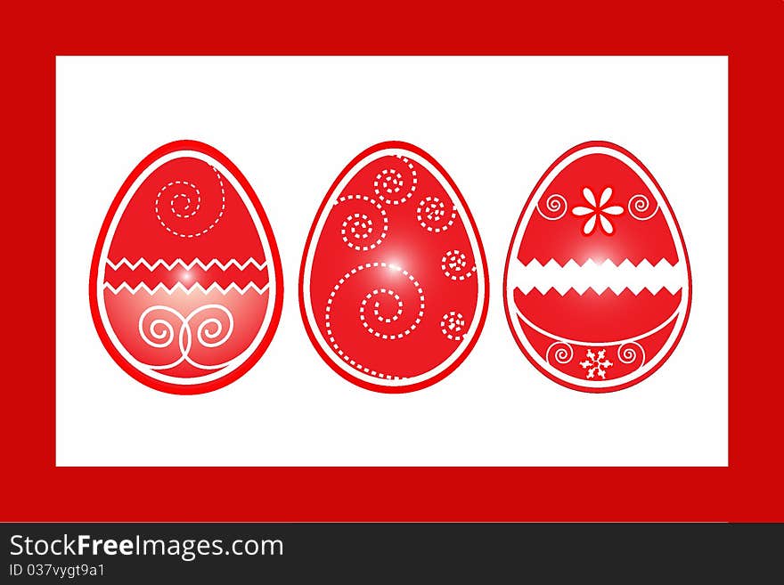 Easter three eggs in frame vector illustartion