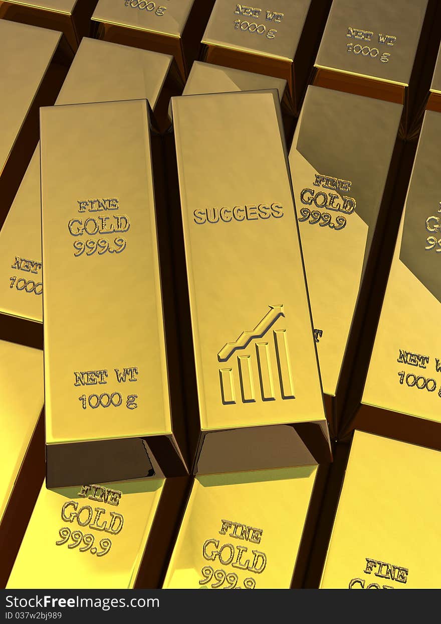 Success, Three-dimensional gold bullion.