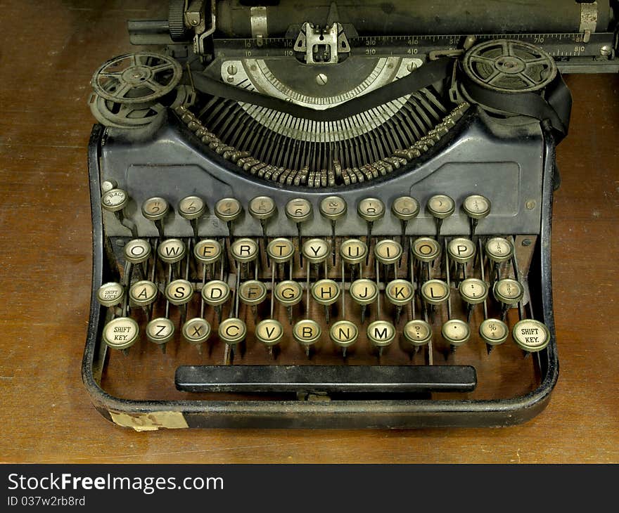 Old typewriter in the old room.