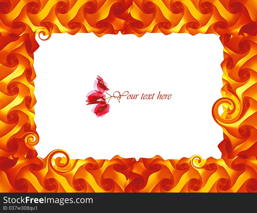 Digital light fower border on white background