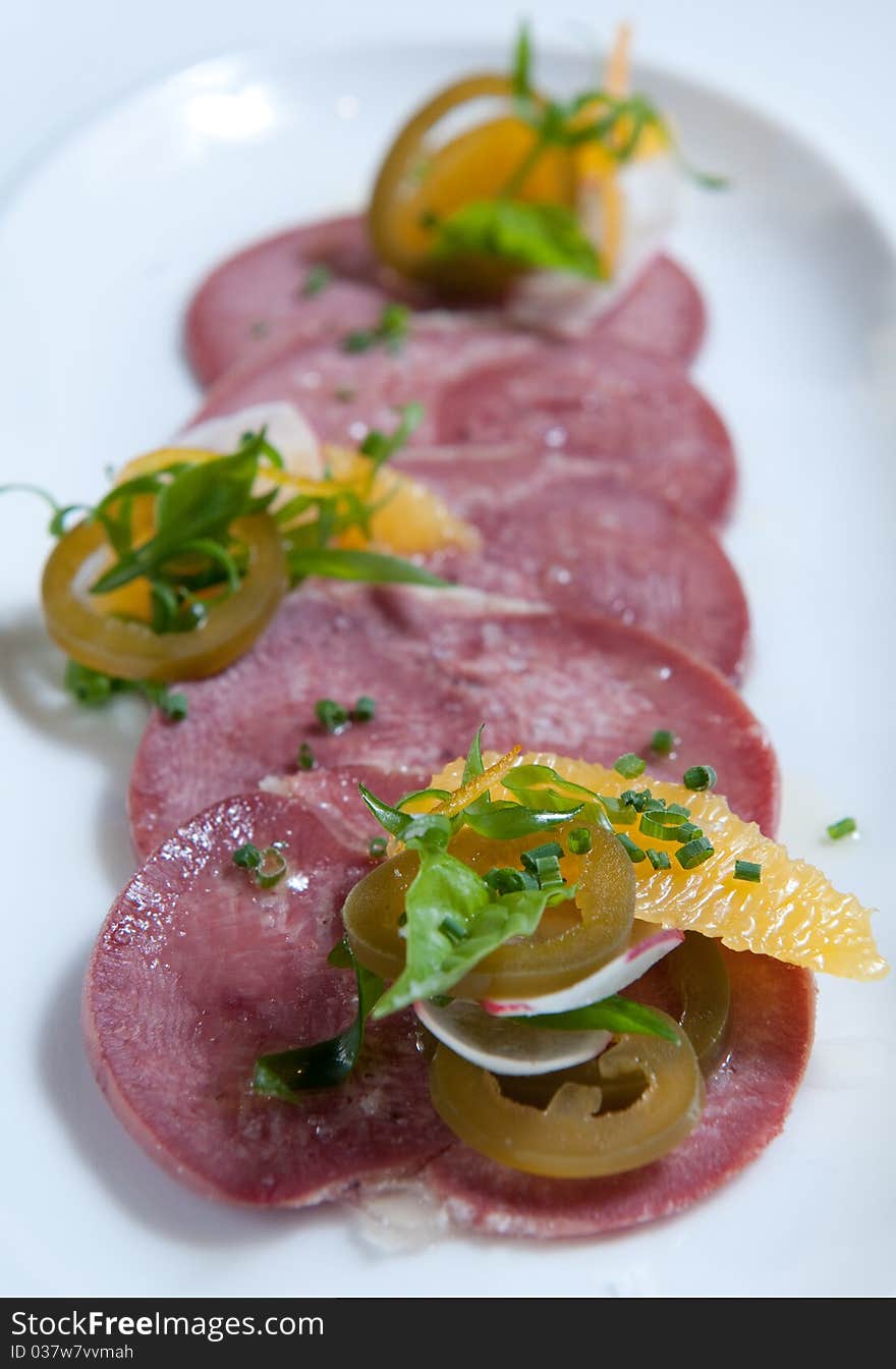 Braised cow tongue