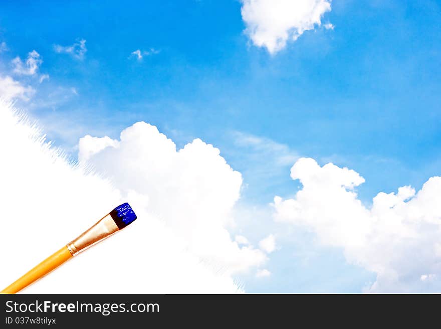 Painting the blue sky for background