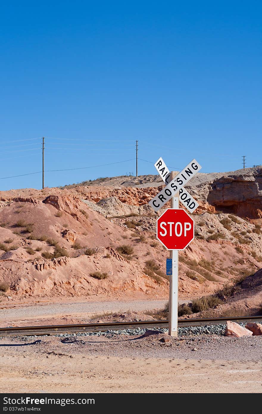 Railroad Crossing With Stop Sign