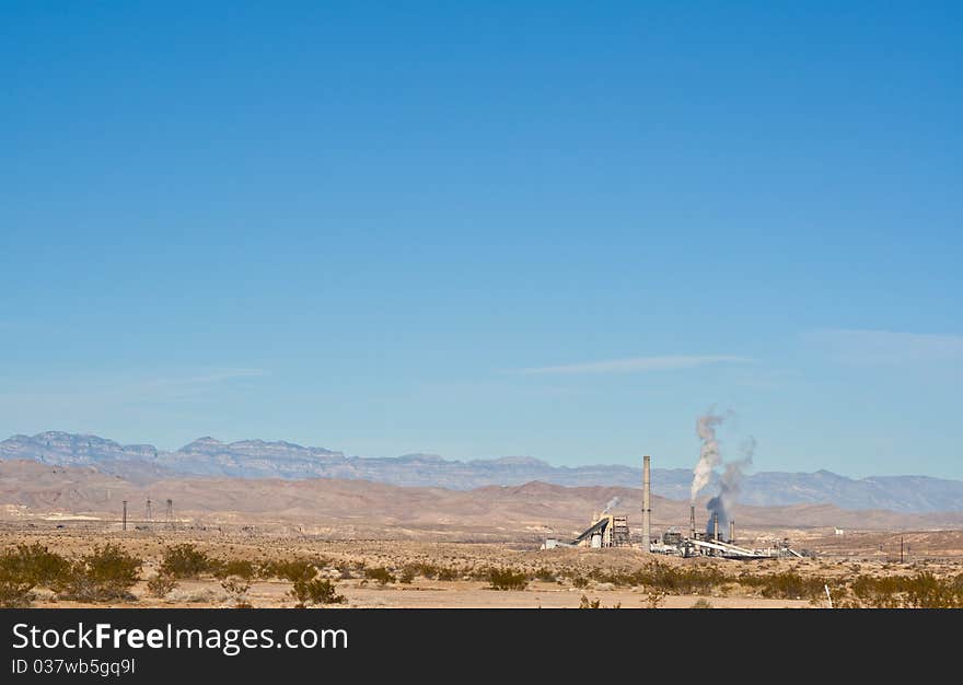 Nevada Desert And A Power Plant