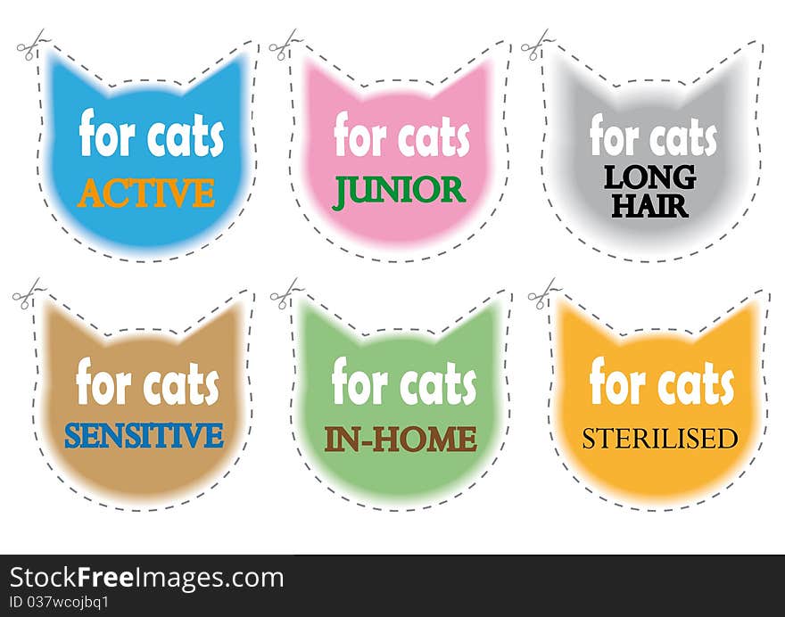 Use the scissor to cut the stickers of the cats.