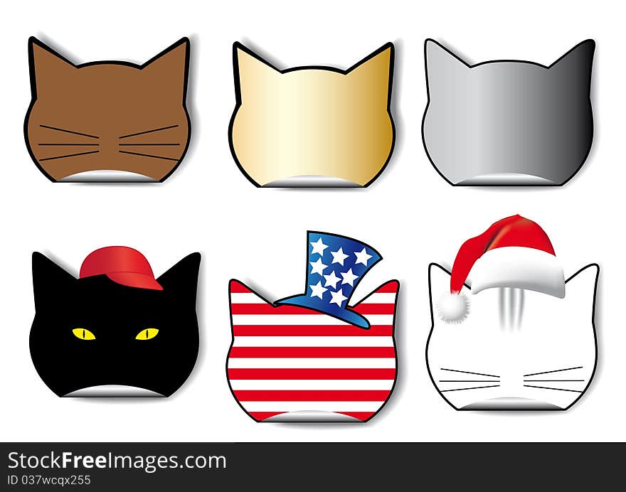 Six stickers of the cat’s profile in the different applications.