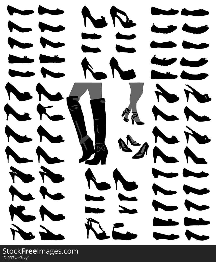 Vector of images of footwear. Vector of images of footwear