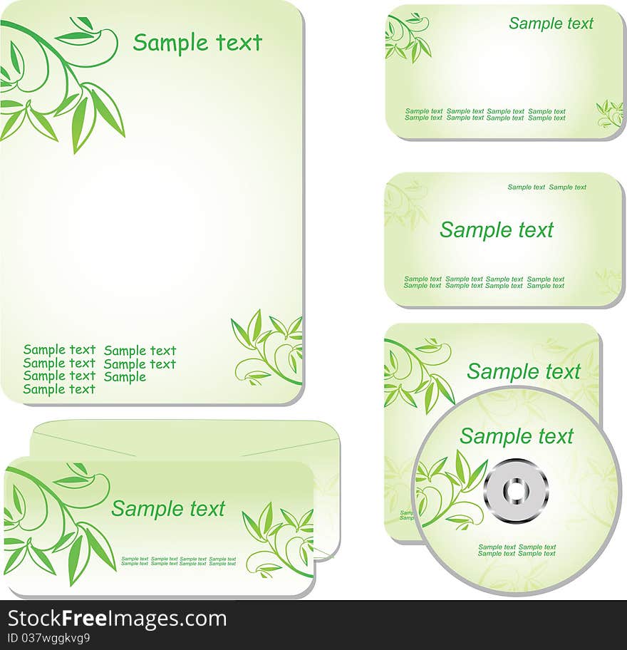 Corporate identity leafy template illustration. Corporate identity leafy template illustration