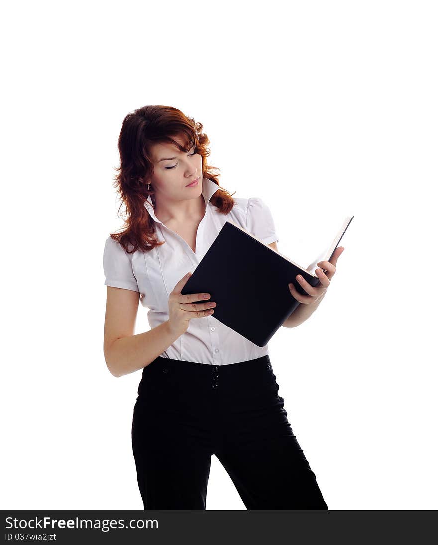 An image of a woman with big book. An image of a woman with big book