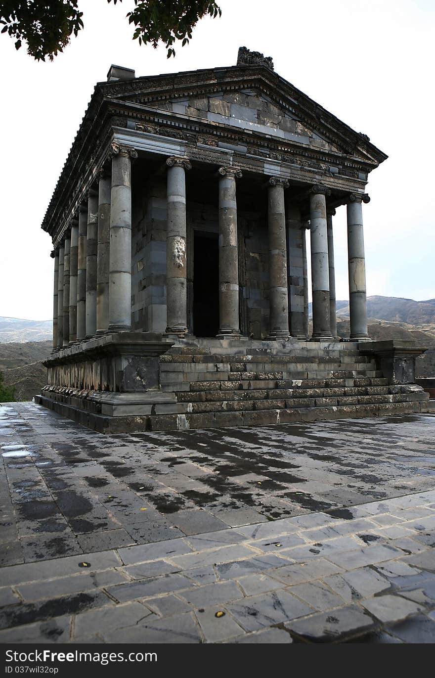 Temple of Sun is as old as Jesus Christ located in Armenia. High stylobate, columns, pediment, capitals, frieze - all as a thousand years ago. Temple of Sun is as old as Jesus Christ located in Armenia. High stylobate, columns, pediment, capitals, frieze - all as a thousand years ago