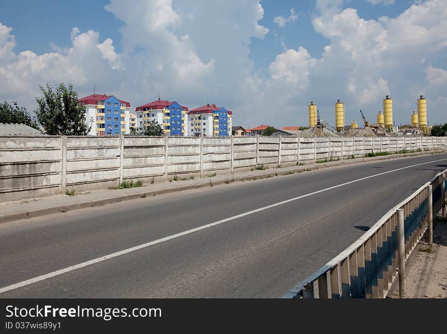 Industrial street near factory