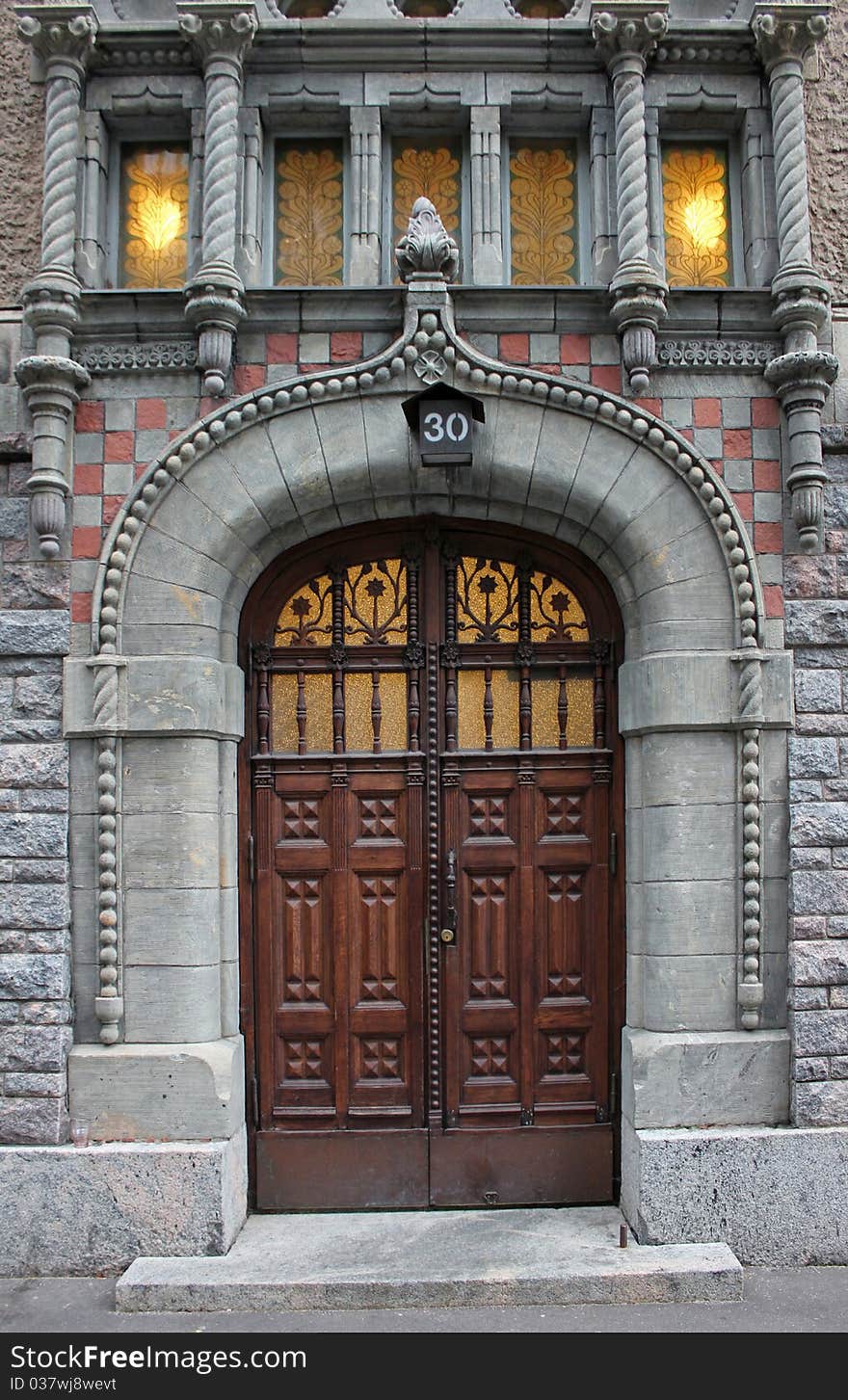 Wooden Double Doors of Old Building. Wooden Double Doors of Old Building