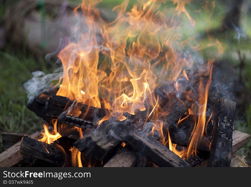 Burning firewood