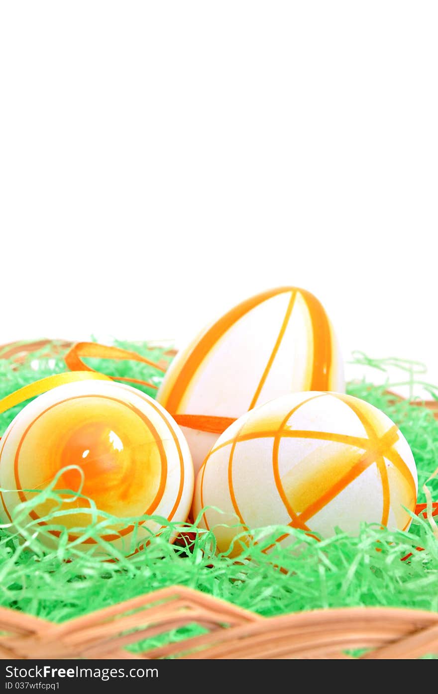 Colorful Easter Eggs on green Grass