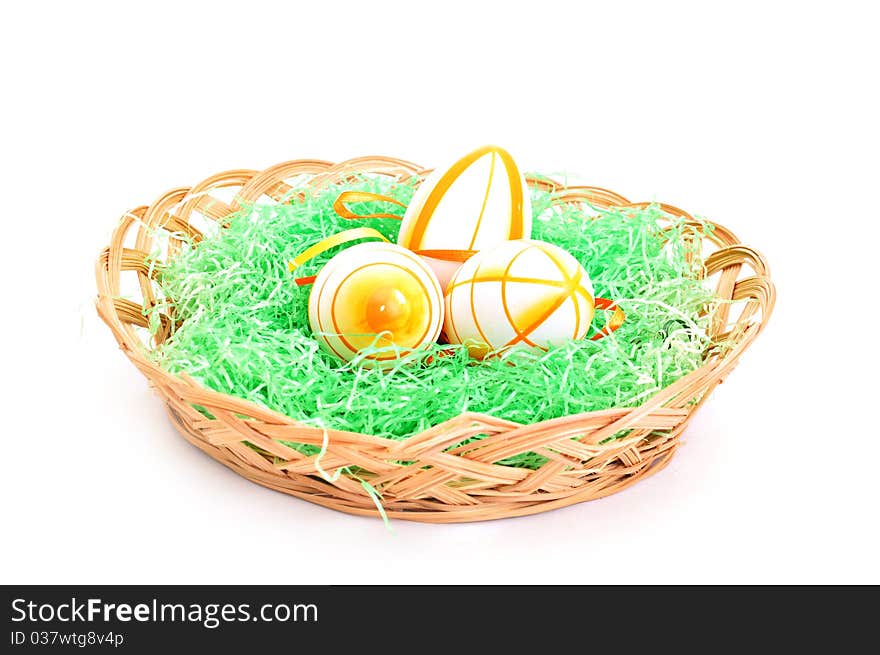 Colorful Easter Eggs on basket