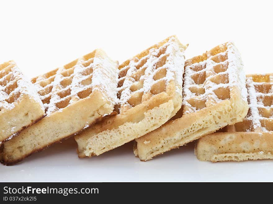 Belgian waffles on white background